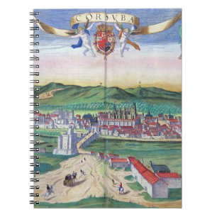 Karta av Cordoba, från "Civitates Orbis Terrarum" Anteckningsbok Med Spiral