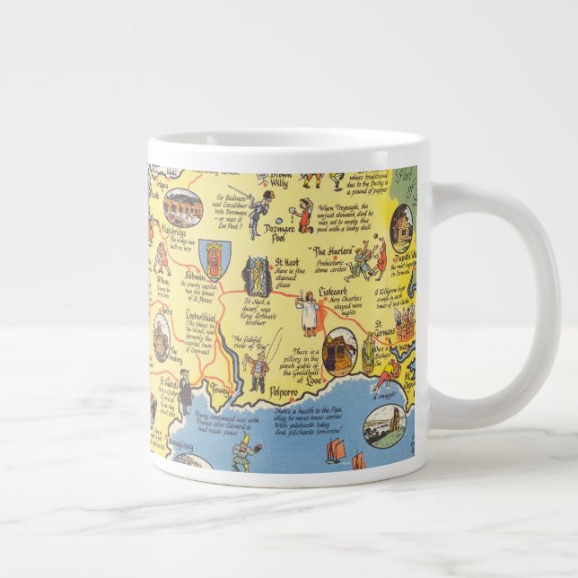 Karta av Cornwall, England Jumbo Mugg (Höger)