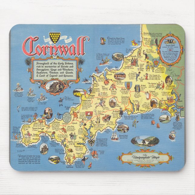 Karta av Cornwall, England Musmatta (Framsidan)