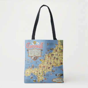 Karta av Cornwall, England Tygkasse