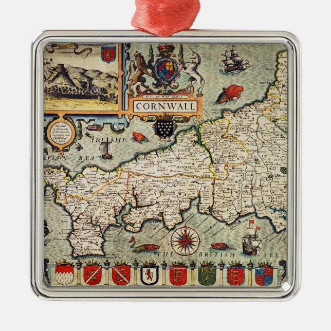 Karta av Cornwall Julgransprydnad Metall (Framsidan)