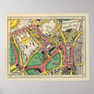 Karta av Coronationrutten, London, England Poster