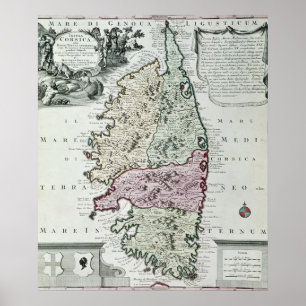 Karta av Corsica Poster