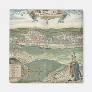 Karta av Cracow, från "Civitates Orbis Terrarum" Magnet