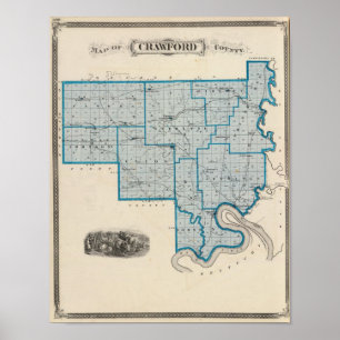 Karta av Crawford County Poster