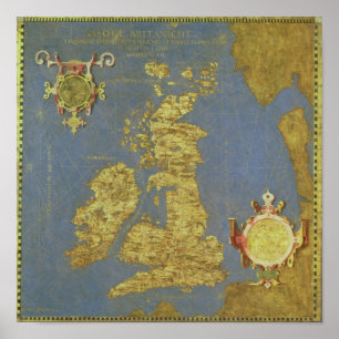 Karta av de 16th århundradebrittislesna poster