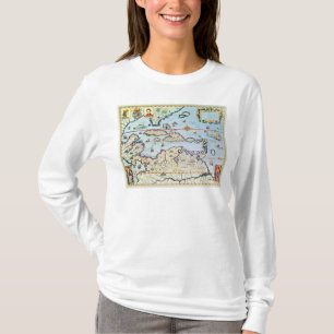 Karta av de karibiska öarna t-shirt