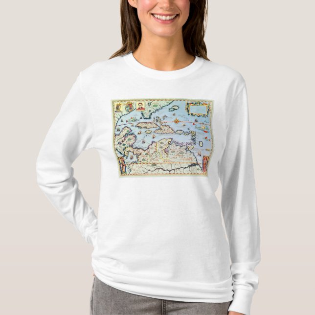 Karta av de karibiska öarna t-shirt (Framsida)