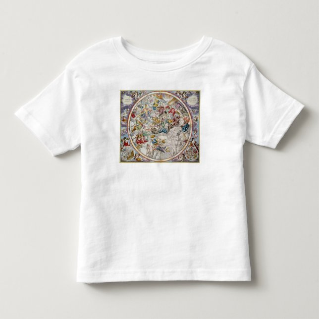 Karta av de kristna konstellationerna som visad t shirt (Framsida)
