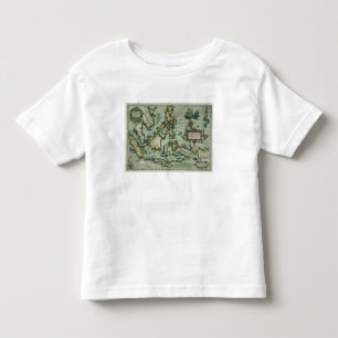 Karta av de östliga Indiesna, pub. 1635 i T-shirt