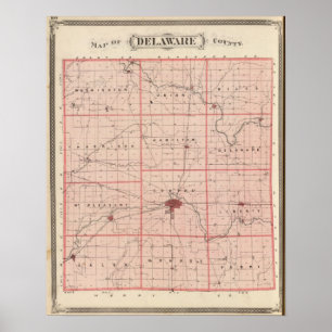 Karta av Delaware County Poster