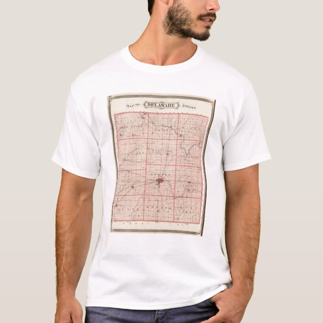 Karta av Delaware County Tee (Framsida)
