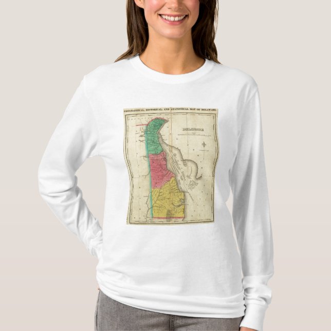 Karta av Delaware Tee Shirt (Framsida)