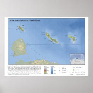 Karta av den Aruba, Bonaire och Curaçao 1:500,000 Poster
