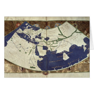 Karta av den bekant världen, från 'Geographia Hälsningskort