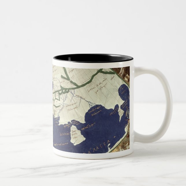 Karta av den bekant världen, från 'Geographia Två-Tonad Mugg (Höger)