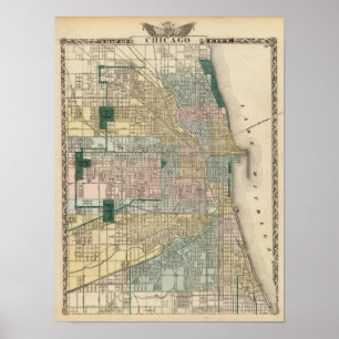 Karta av den Chicago staden Poster