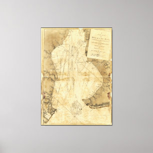 Karta av den Delaware fjärden, Delaware (1779) Canvastryck