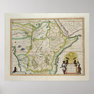 Karta av den Etiopien visningen fem afrikanska Poster