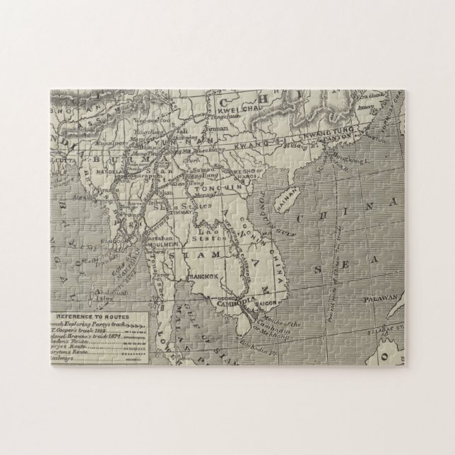 Karta av den föreslagna rutten till chinan från pussel (Horisontell)