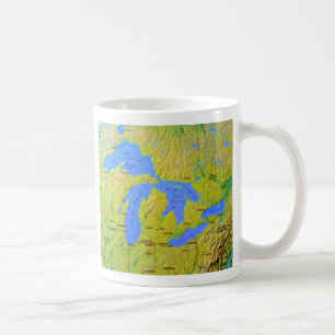 Karta av den Great Lakes designen Kaffemugg