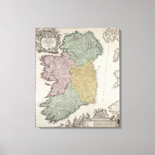 Karta av den Irland visningen landskapen av Ulster Canvastryck