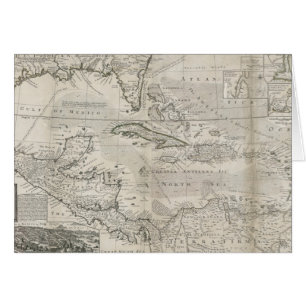 Karta av den karibiska en 1715 hälsningskort