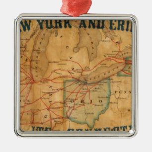 Karta av den New York och Erie stångvägen Julgransprydnad Metall