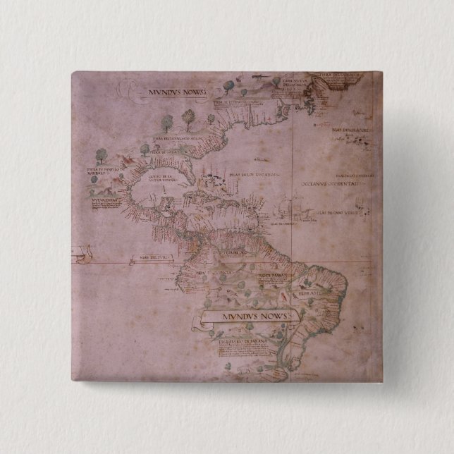 Karta av den nya världen, c.1532 knapp (Framsida)