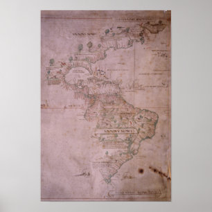 Karta av den nya världen, c.1532 poster
