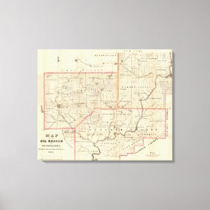 Karta av den olje- regionen av Pennsylvania Canvastryck