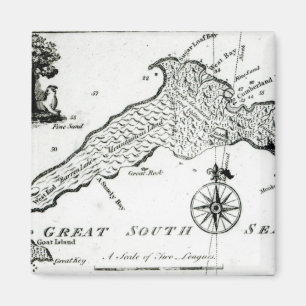 Karta av den South Pacific ön, 1800 Magnet