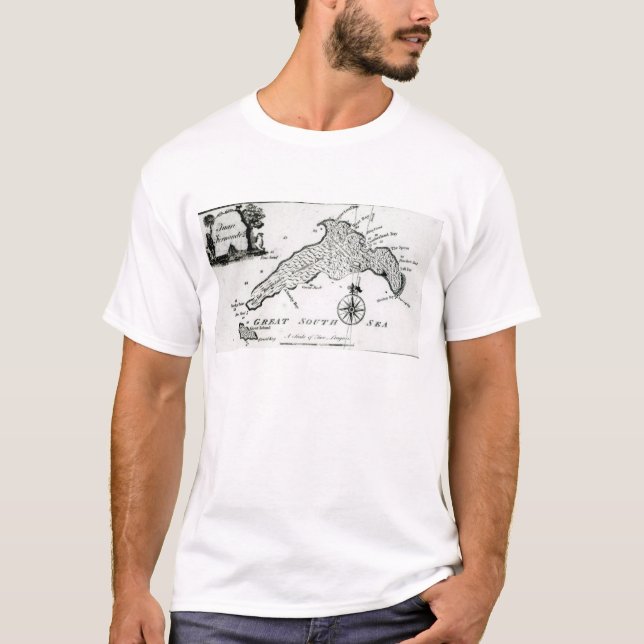 Karta av den South Pacific ön, 1800 T Shirt (Framsida)