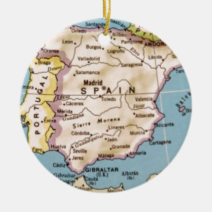 Karta av den Spanien vintagedesignen Julgransprydnad Keramik