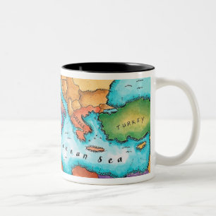 Karta av det medelhavs- havet Två-Tonad mugg