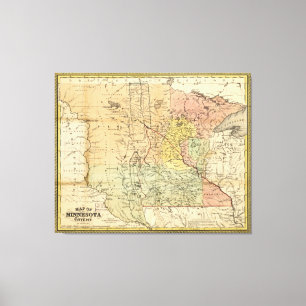 Karta av det Minnesota territoriet (1852) Canvastryck