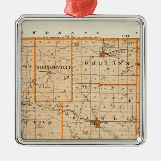 Karta av det orange länet julgransprydnad metall (Framsidan)