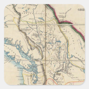Karta av det Oregon territoriet 2 Fyrkantigt Klistermärke