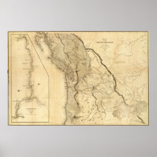 Karta av det Oregon territoriet Poster