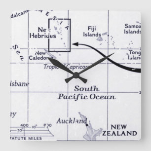 Karta av det South Pacific hav Fyrkantig Klocka
