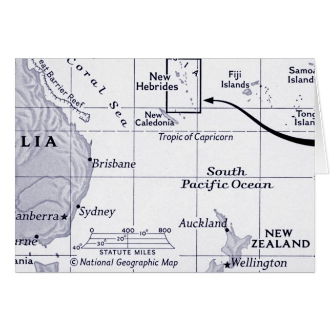 Karta av det South Pacific hav Hälsningskort (Framsidan Horizontal)