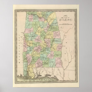 Karta av det statligt av Alabama 2 Poster