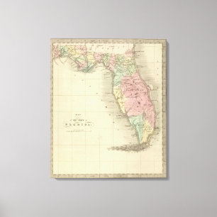 Karta av det statligt av Florida Canvastryck