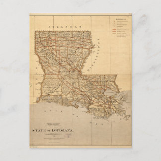 Karta av det statligt av Louisiana (1876) Vykort
