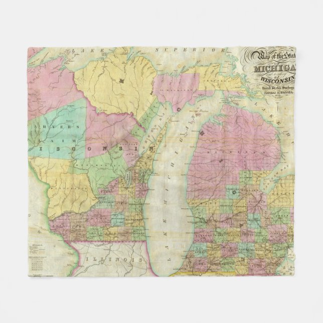 Karta av det statligt av Michigan Fleecefilt (Framsidan (Horisontell))