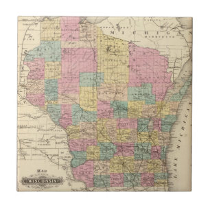 Karta av det statligt av Wisconsin Kakelplatta