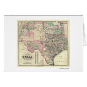 Karta av det Texas territoriet vid Colton 1872 Hälsningskort