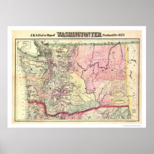 Karta av det Washington territoriet vid JK-gälet Poster