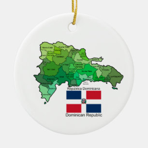 Karta av Dominikanska republiken Julgransprydnad Keramik