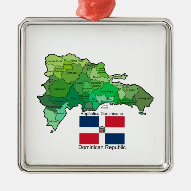Karta av Dominikanska republiken Julgransprydnad Metall (Framsidan)